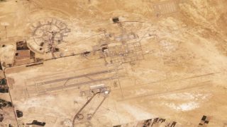 This satellite image from Planet Labs PBC shows the dual-use civilian airport and air base in Isfahan, Iran, Thursday, April 18, 2024. Iran fired air defenses at a major air base and a nuclear site early Friday morning near the central city of Isfahan after spotting drones, which were suspected to be part of an Israeli attack in retaliation for Tehran's unprecedented drone-and-missile assault on the country. (Planet Labs PBC via AP)