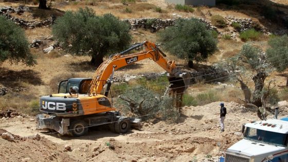 جرافات الاحتلال تقتلع عشرات أشجار الزيتون جنوب شرق بيت لحم